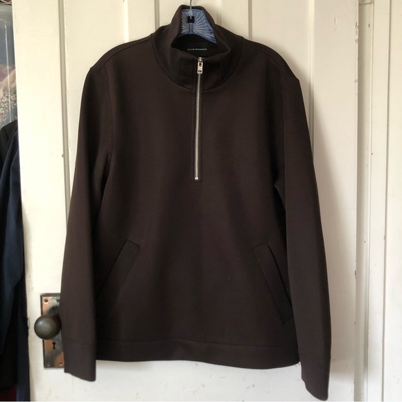 Club Monaco Brown 1/4 Zip Pullover Sweatshirt Size Medium - Picture 2 of 7